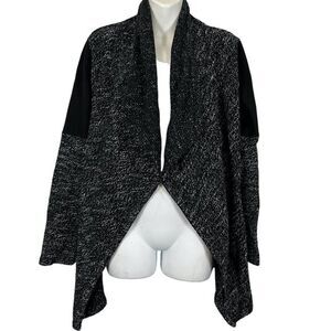 BNCI Women's Black & White size Large Open Cardigan Sweater Asymmetrical Jacket